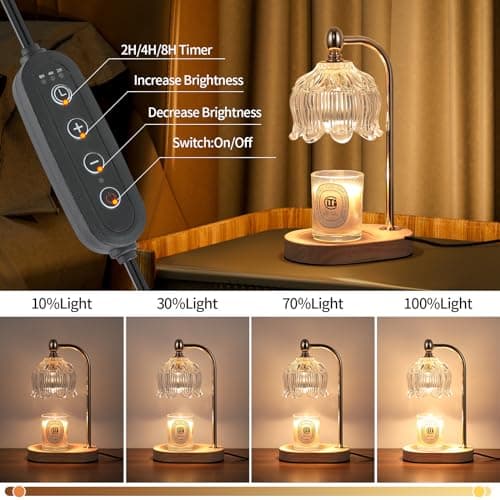MEIXISUE Candle Warmer Lamp with Timer and Dimmer,Electric Gold Light Gifts for Women Melt Wax Warmer Lamp with 2 Bulbs for Candle Jars House Warming New Home Decor Bedroom thumbnail 4