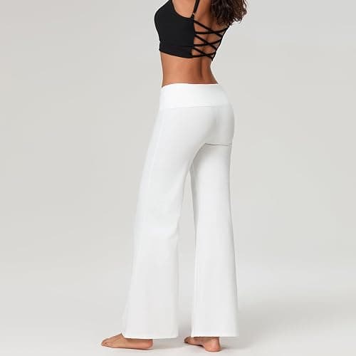 DSORVICD Women Fold Over Leggings Low Rise Wide Leg Flared Sweatpants Lounge Yoga Pants Back to School Clothes for Teens thumbnail 3