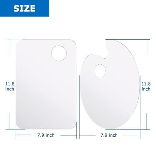 Tamaki 2 Pack Acrylic Paint Palette with Thumb Hole, 11.8 x 7.9 Inch | Clear Paint Pallet, Easy Clean Non-Stick Artist Pallet for Oil Watercolor Craft DIY Art Painting Palette thumbnail 3