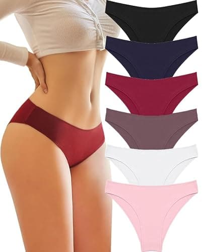 Knowyou Womens Underwear Cotton Cheeky Panties for Women Cute Stretch Bikini Breathable Panties for Ladies 6Pack - Image 1