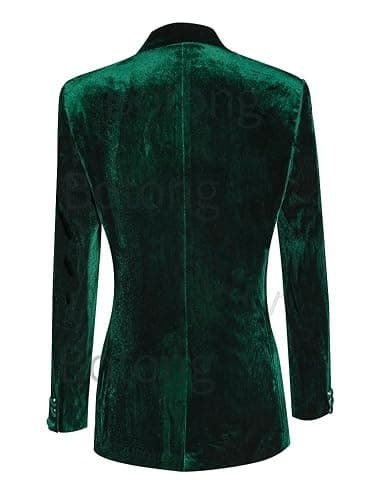 Botong Women's 2 Piece Velvet Suit Office Work Suit Notch Lapel Double Breasted Blazer Pants Business Suit Set thumbnail 3