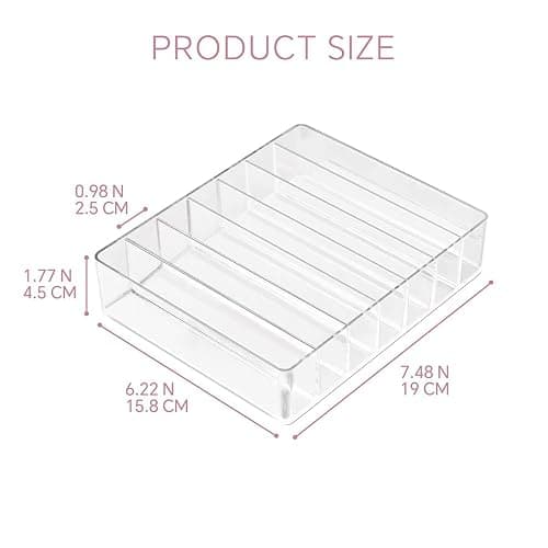 WECHENG Makeup Organizer for Eyeshadow Palette and Lipstick Organizer, 7 Section Divided Makeup Palette Organizer for Vanity Drawer Countertop Modern Cosmetics Storage(7.48" x 6.22" x 1.77") thumbnail 3
