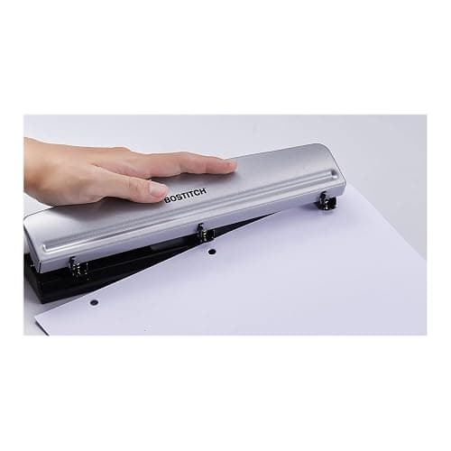 Bostitch Office Premium 3 Hole Punch, 12 Sheet Capacity, Metal, Rubber Base, Easy-Clean Tray, Silver thumbnail 5