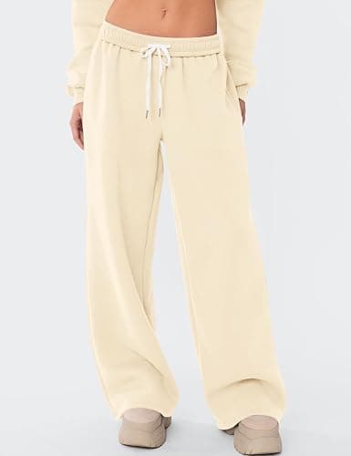 LOMON Wide Leg Sweatpants Women Fleece Sweat Pants Fall Clothes 2025 Teen Girl Baggy Jogger Sweatpant with Pockets thumbnail 2