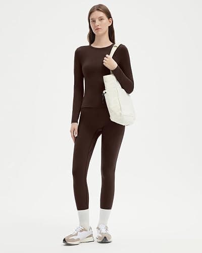 SUUKSESS Women 2 Piece Workout Set Tummy Control Legging Long Sleeve Workout Top thumbnail 6