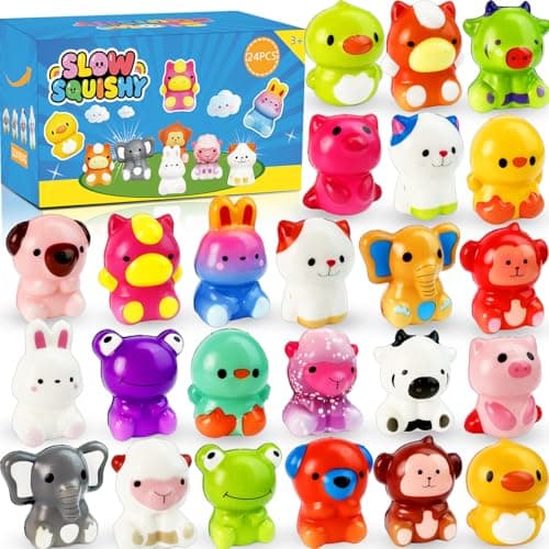 24PCS Animal Squishy Toys, Slow Rising Squishy Stress Fidget Toys,Squishies Party Favors for Kids, Treasure Chest Prizes, Classroom Prizes for Boys Girls - Image 1
