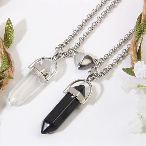 ZNDIJE Magnetic Couple Matching Split Heart Necklace Crystal Mutual Attraction Pendant Best Friends Friendship Jewelry Gift thumbnail 2