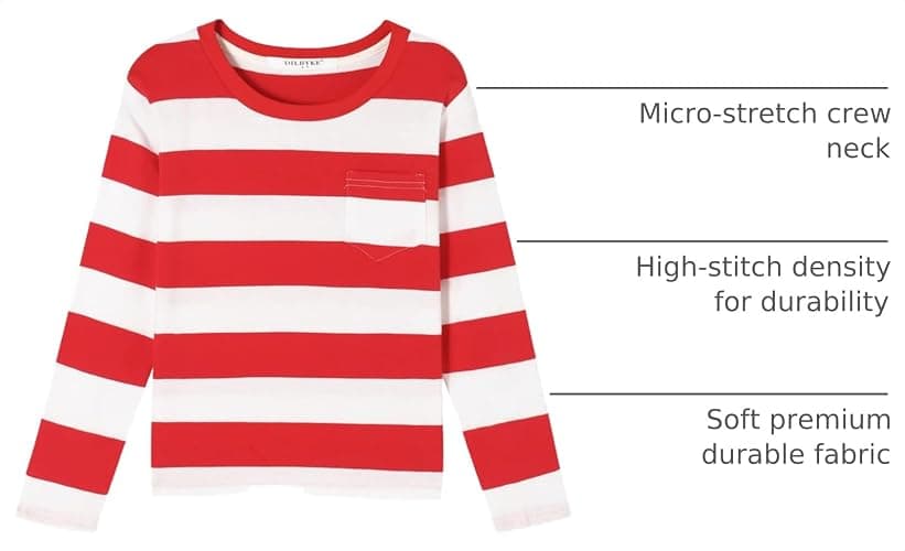 DILBYKE Boys Girl Long Sleeve Striped Crew Neckline T-Shirts Kid Tee thumbnail 4