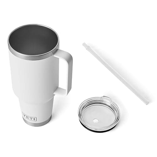 YETI Rambler 42 oz Tumbler with Handle and Straw Lid, Travel Mug Water Tumbler, Vacuum Insulated Cup with Handle, Stainless Steel, White thumbnail 5