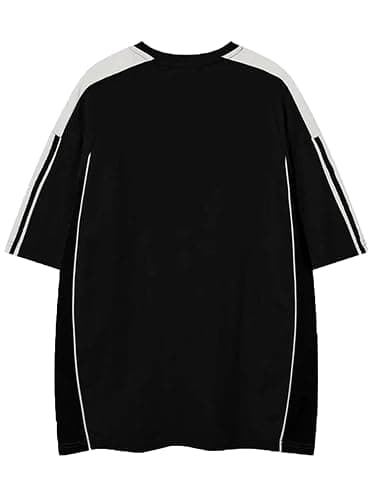Aelfric Eden Oversized Graphic Tees Men Contrast Color Speedway Racing Tee Unisex Streetwear Tshirt Patchwork Polo Tee Black XS thumbnail 2