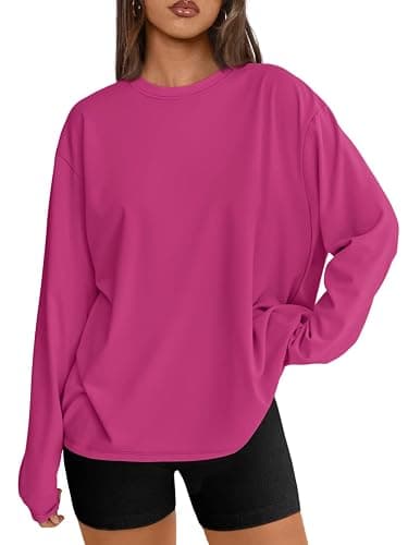 Trendy Queen Womens Oversized Long Sleeve T Shirts 2026 Basic Crewneck Tee Fall Tops Casual Workout Y2K Clothes - Image 1
