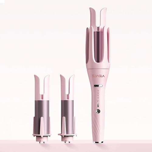 3 in 1 Automatic Curling Iron, Hair Curlers with 3 Curling Barrels (1" - 1.25" - 1.5"), Rotating Curling Iron with 3 Temp, 2-Way Rotation, 10S Fast Heating, Anti-Scald, Dual Voltage, Pink - Image 1