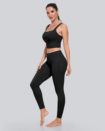 CHRLEISURE Leggings with Pockets for Women, High Waisted Tummy Control Workout Yoga Pants thumbnail 4