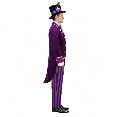 Tvnxdgl The Hatter Costume Men Mad Tea Party Master Outfits Adult Story Book Character Tuxedo Pants Dicky Collar Top Hat Set thumbnail 3