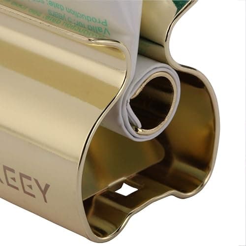 XYKEEY Toothpaste Tube Squeezer - Set of 2 Toothpaste Squeezer Rollers, Metal Toothpaste Tube Wringer Seat Holder Stand (Gold) thumbnail 3