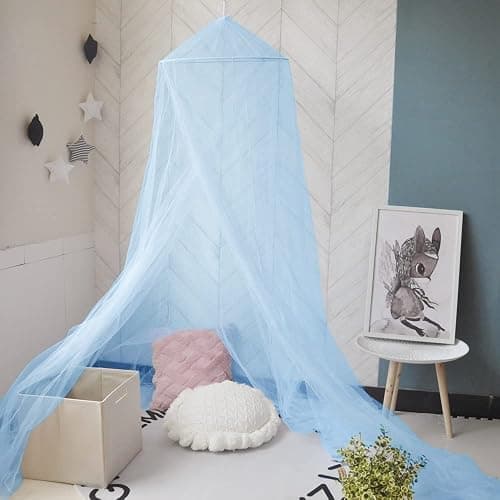 Eimilaly Bed Canopy Mosquito Net, Bed Canopy for Girls Room Decor - Insect Protection Hanging Canopy for Adults, Babies, Outdoor Camping, Blue/Single Door thumbnail 2