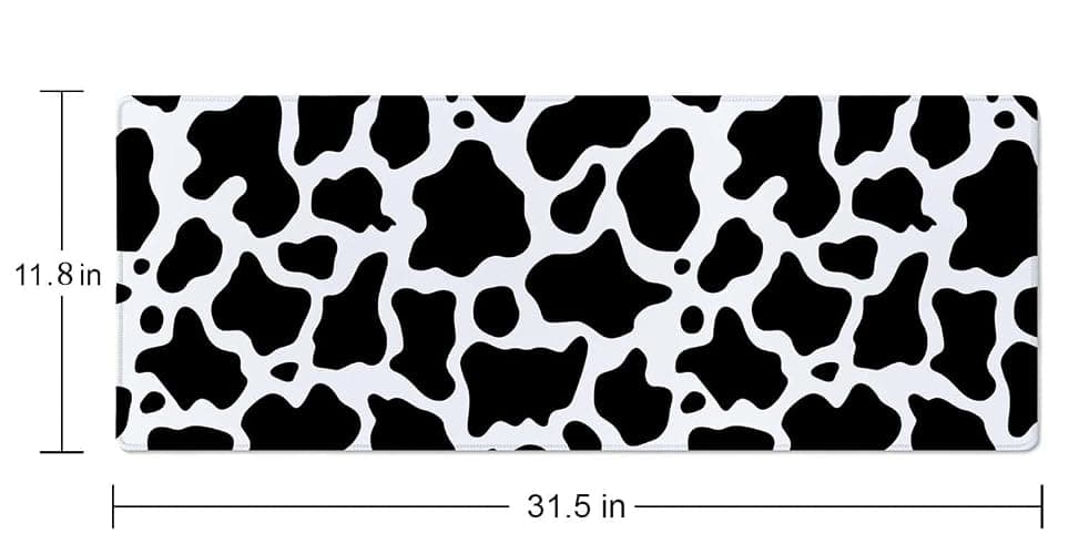 Cute Cow Pattern Desk Pad - Large XL 31.5''X 11.8'' Gaming Mousepad - White & Black - On Top of Desks - Laptop Computer Keyboard Mouse Mat thumbnail 2