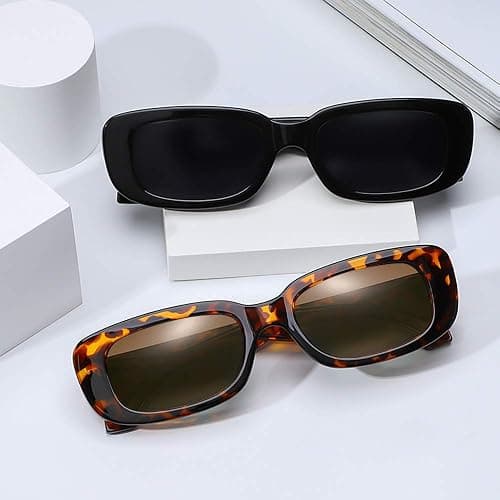 Tskestvy 4 Pieces Retro Vintage Sunglasses Small Square Rectangle 90s Glasses Trendy Y2K for Women Aesthetic Accessories thumbnail 6