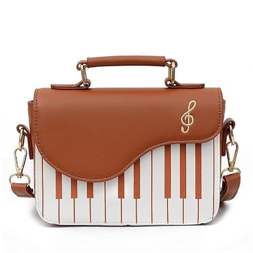 Piano music notes PU Leather shoulder bag crossbody tote bag for women - Image 1