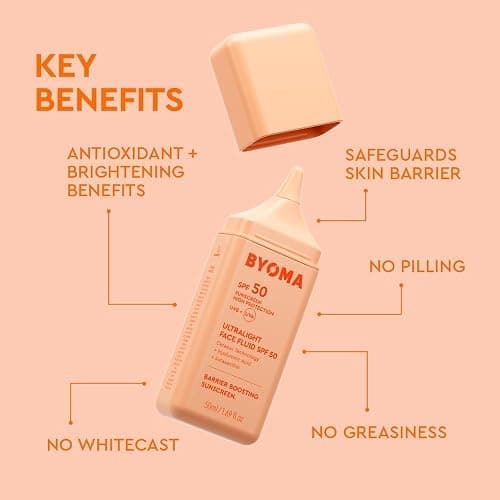 BYOMA SPF 50 Face Fluid (50ml) Ultra-Lightweight Facial Sunscreen for All Skin Tones - Luminous Glow, No White Cast - SPF Moisturiser, Strengthens Skin Barrier thumbnail 3