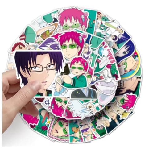 50Pcs Anime Stationery Stickers The Disastrous Life of Saiki K Sticker Stationery Student Cartoon Waterproof Graffiti Decorate thumbnail 2