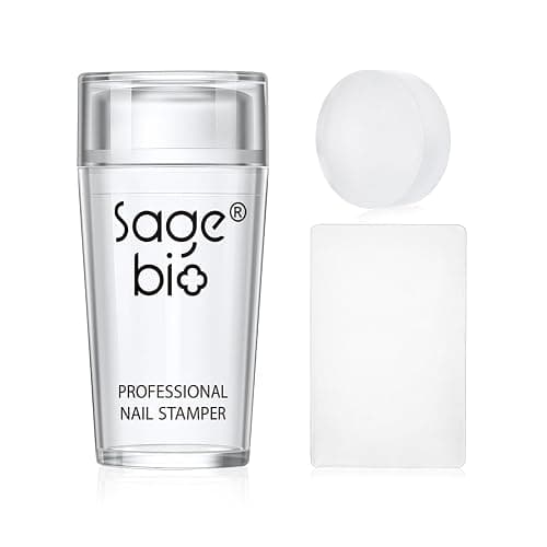 SAGEBIO Nail Art Stamper Clear Silicone Nails Stamping Jelly with Scraper Transparent Visible Body DIY Manicure Nail Art Tool For DIY Nail Decor French Nail Manicure - Image 1