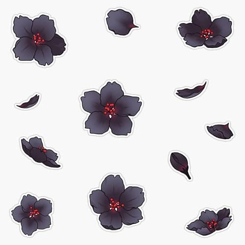 Falling Black Sakura Cherry Blossom Sticker Vinyl Waterproof Sticker Decal Car Laptop Wall Window Bumper Sticker 5" - Image 1