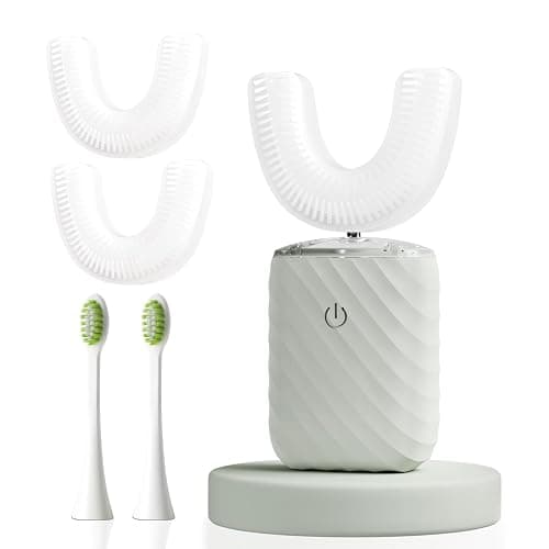 ELOTAME Ultrasonic Automatic Electric Toothbrush for Adults- U Shaped self Brushing Toothbrush, 360° Mouth Cleaning, 5 Modes for Whitening, IPX7 Waterproof Rechargeable (Light Gray) - Image 1