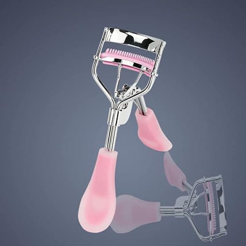 MERVK Stainless Steel Eyelash Curler with Built-in Comb Pinch Pain-Free Suitable for Any Eye Shapes and Sizes, with 5 Silicone Refill Pads (Hazy Pink) thumbnail 3