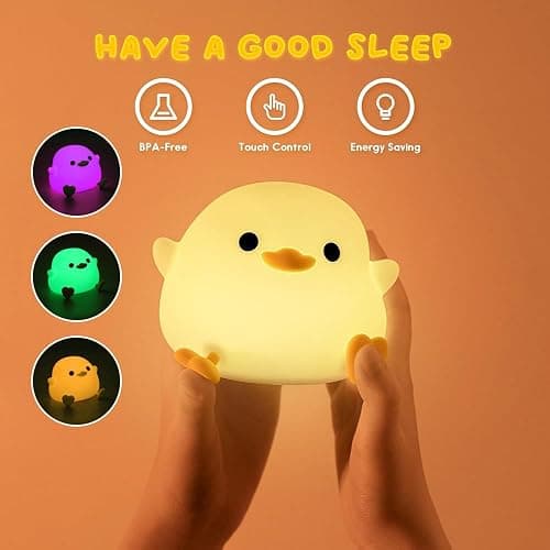 IFTHFOUR DoDo Duck Night Light, LED Cute Silicone Dimmable Nursery Lamp, Touch Sensor Lamp, RGB & Warm White Light for Kids, Bedrooms, Dorm Decor, and Gift Ideas(Battery) thumbnail 2