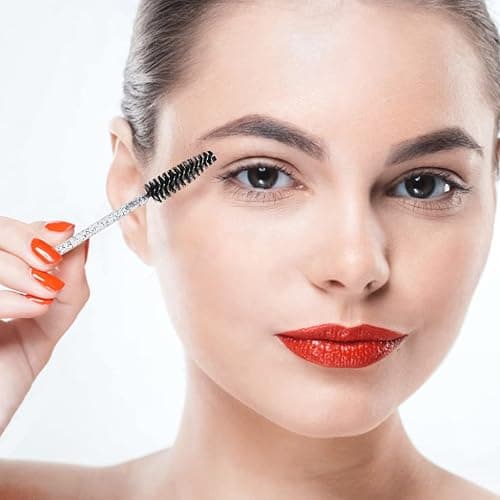 SWKJ 60 PCS Disposable Eyelash Brushes, Spoolies Eyebrow, Mascara Wands Applicator Lash Brushes Castor Oil Brush Cosmetic Makeup Tools(Crystal-black) thumbnail 7
