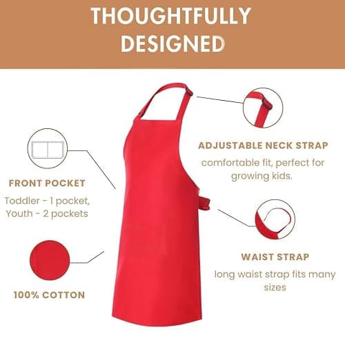 Cotton Kitchen Apron, Cooking Apron with Pockets, Full Length Apron for Men and Women, Unisex Apron thumbnail 2