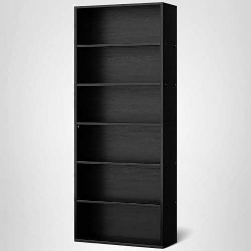 Shintenchi Bookshelf,6-Tier Open Bookcase and Bookshelves,6 Shelf Display Storage Shelves Floor Standing 70.6 inches Tall Bookcase for Home Office, Living Room (Black) thumbnail 9