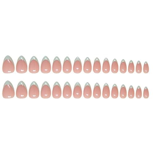 30Pcs Mint Green Press on Nails French Tip Fake Nails Short Almond Shape Acrylic False Nails Natural Artificial Glue on Nails Press on Nude Pink Stick on Nails DIY Art for Women Girls thumbnail 5