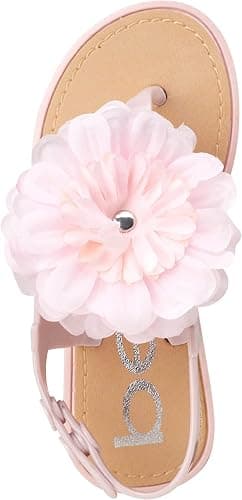 bebe Girls' Sandals - Open Toe Summer Flat Dress Shoes Snap Buckle Sandals with Chiffon Flower Design and Cushioned Sole thumbnail 6