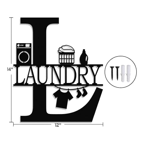 XORT Laundry Room Decor Sign, Vintage Metal Laundry Sign Wall Art for Modern Home, Kitchen, Bathroom Hanging Decoration. (Black - 12 x 14 inch) thumbnail 3