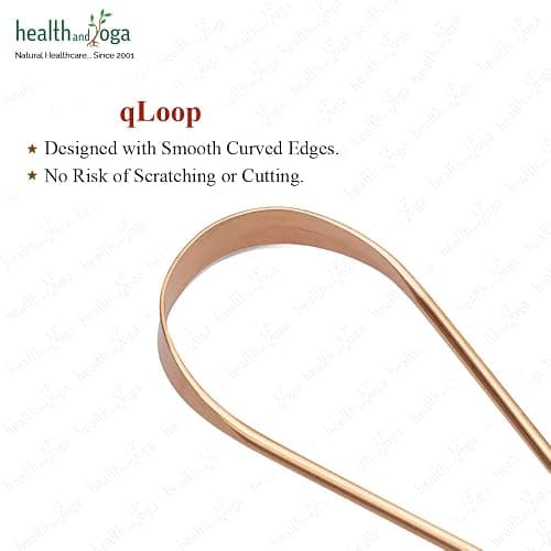 HealthAndYoga™ qLoop Copper Tongue Cleaner - Easy One Hand Use - Larger Surface Coverage - Ayurvedic Copper Health for Fresh Breath and Total Oral Hygiene (Single) thumbnail 3