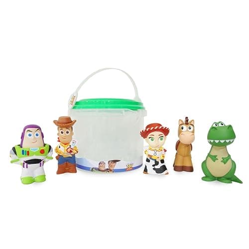 Disney Store Official Toy Story Bath Toys Set - Includes 5 Detailed Toys with a Straining Storage Bucket - Bath Time Fun & Water Play Set for Kids - Image 1