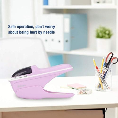 EIMSOAH Stapleless Stapler, Labor Saving Ergonomic Handle Safe for Children No Staple Binding Up to 8 Sheets, with Strong ABS Material, for Office School Home Use (Purple) thumbnail 4