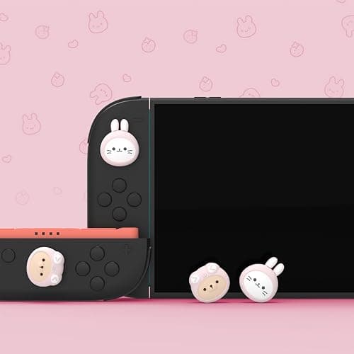 PlayVital Thumb Grips for Nintendo Switch 2 | Kawaii Silicone Joystick Caps (4-Pack) - Cute Accessories Animal Design Thumbstick Covers for Joycon 2 - Pink Cosplaying Kitten & Puppy thumbnail 3