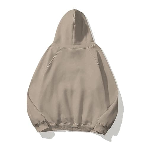 Lauweion Women Solid Basic Fleece Letter Loose Hoodie Sweatshirt Long Sleeve Kangaroo Pocket Drop Shoulder Pullovers Top thumbnail 2