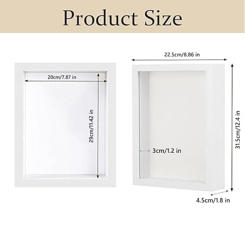 Intcwkan Cadre Photo Profond 20x29 cm, Cadre 3D A4 avec Plexiglas Premium pour Objet, Photos, DIY Artistique, Médailles, Fleurs Séchées - Décoration Murale ou de Table (Blanc) thumbnail 3