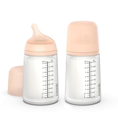 Suavinex, Pack 2 Biberón Anticólico Zero Zero 270 ml con Tetina de Flujo Medio (M) de Silicona, Bebés +3 Meses, para Leche Materna, de Fórmula y Líquidos Densidad Media, Compatible Lactancia, Fair - Image 1