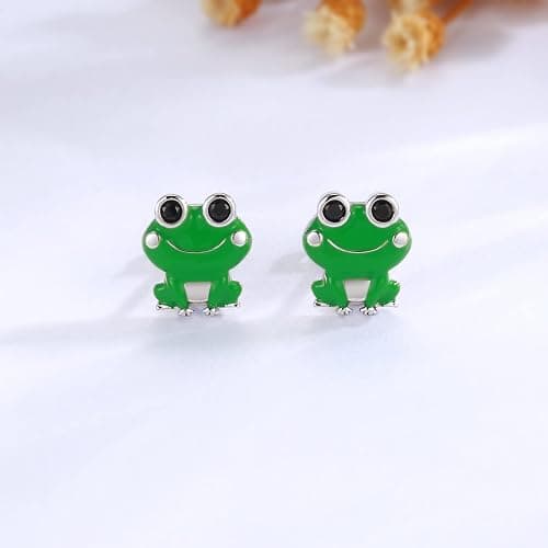 Hypoallergenic 925 Sterling Silver Animals Mushroom Stud Earrings Dog Bunny Pig Cow Otter Deer Ear Studs for Women thumbnail 2
