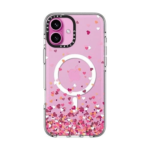 CASETiFY Clear iPhone 16 Plus Case [Not Yellowing / 6.6 ft. 3X Military Grade Drop Protection/Compatible with Magsafe] - Confetti Hearts - Clear thumbnail 2