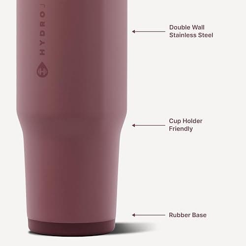 HydroJug Ease2o 40oz Insulated Water Bottle, Straw & Chug Lid, Canyon Rose | Pressure-vented lid, leak-resistant, stainless steel, vacuum insulated, water-level window, cup holder friendly, BPA-free thumbnail 4