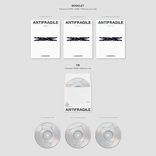 LE SSERAFIM ANTIFRAGILE Vol.2 IRIDESCENT OPAL Ver. Booklet Photocard + Postcard + Sticker + Antifragile Sticker + Folding Poster + 2 Pin Button Badges + 4 Extra Photocards thumbnail 4