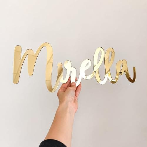 Personalized Gold Acrylic Mirror Name Sign for Nursery Wall Letters Custom Baby Name Sign for Wall Room Decor, Back Drop Events, Party Decor & Wall Sign thumbnail 2