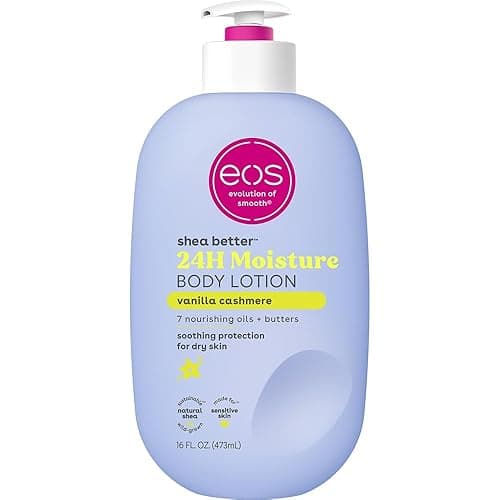eos Shea Better Body Lotion Vanilla Cashmere, 24-Hour Moisture Skin Care, Lightweight & Non-Greasy, Natural Shea, Vegan, Vanilla Body Lotion, 16 fl oz - Vanilla Cashmere - 16 Fl Oz (Pack of 1)