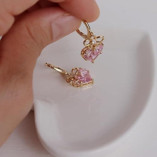 Sonateomber Gold Silver Small Hoop Dangle Earrings for Women, Trendy Dainty Rhinestone CZ Dangling Prom Wedding Leaf Flower Snowflake Butterfly Starfish Fashion Jewelry Gift thumbnail 3